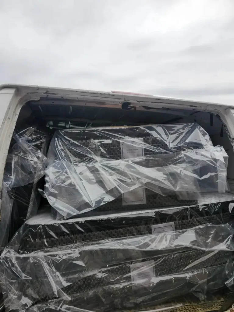 Wrapped mattresses loaded for same-day delivery in Oshawa