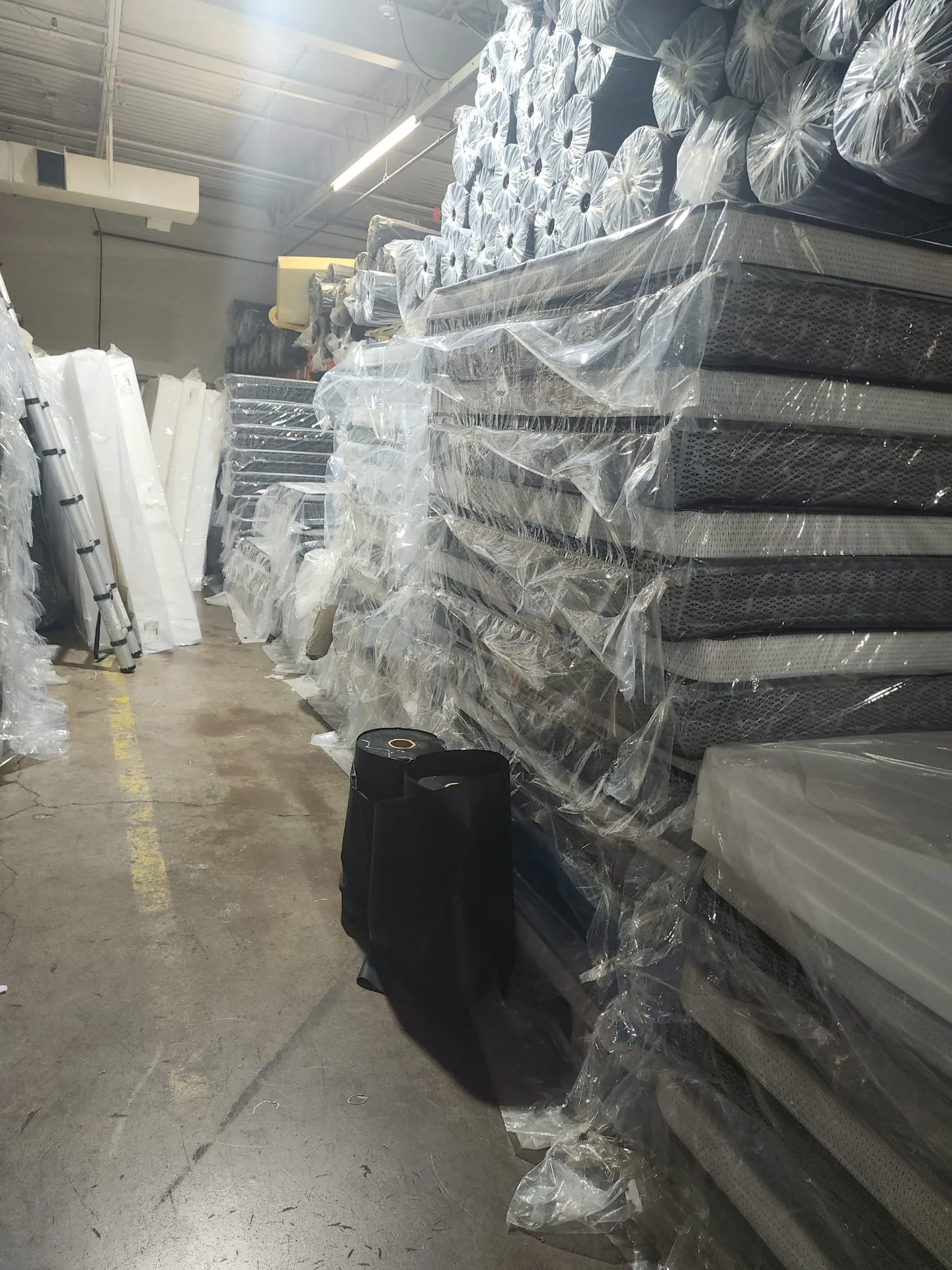 Mattresses in Ajax — rows of Canadian-made mattresses in stock, ready for delivery