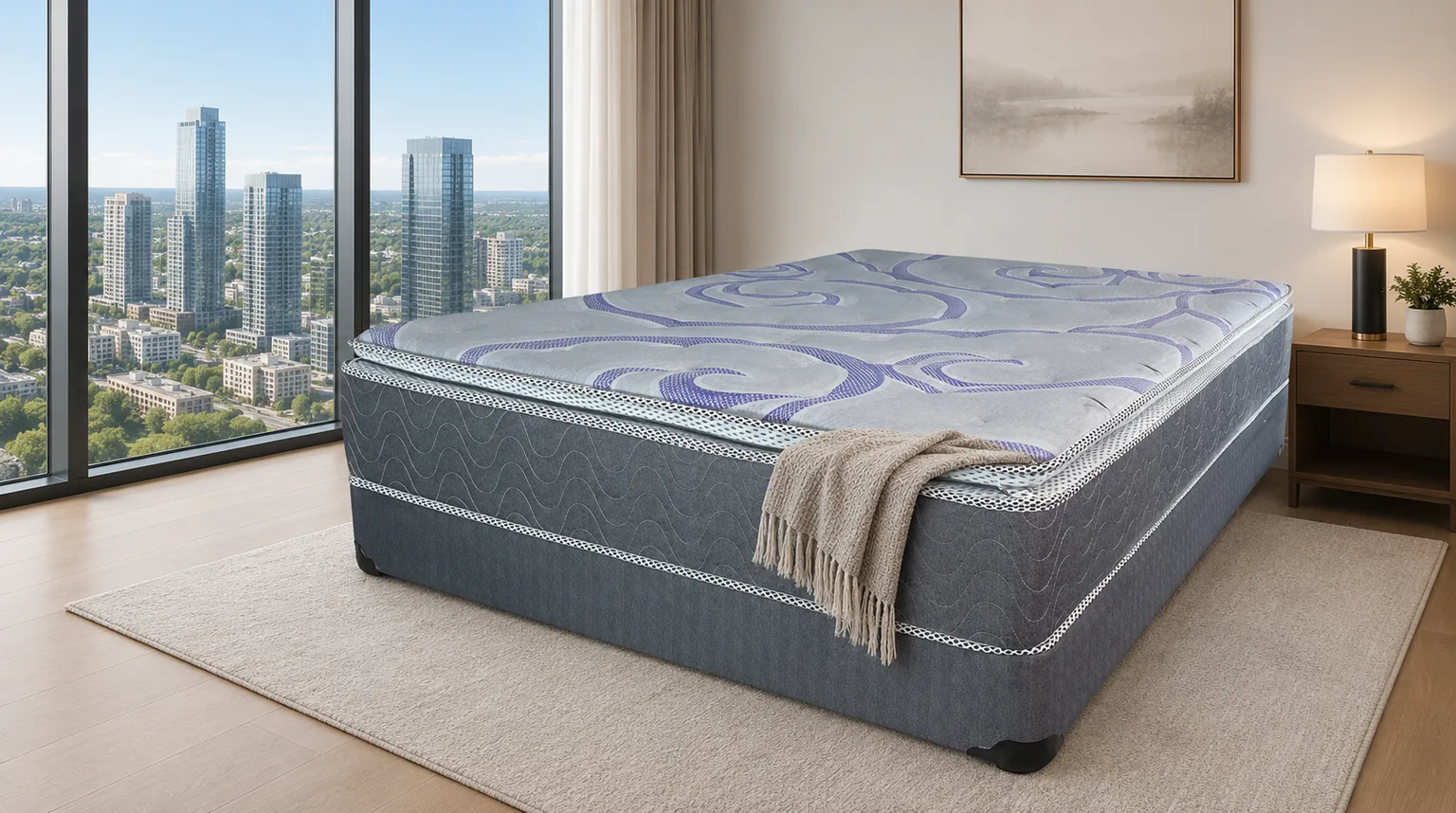 Mattresses in Vaughan — queen mattress in a factory-direct bedroom setup